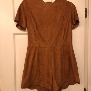 Faux Suede scalloped romper